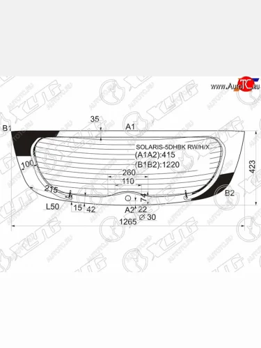 Стекло заднее (Цвет зеленый Обогрев 5D HBK) Hyundai Solaris 10-17  Accent 11-17 XYG SOLARIS-5DHBK RW/H/X