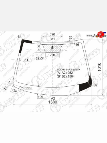 Стекло лобовое Hyundai Solaris 10-17  Kia Rio 11-17  Hyundai Accent 11-17 XYG SOLARIS-VCP LFW/X