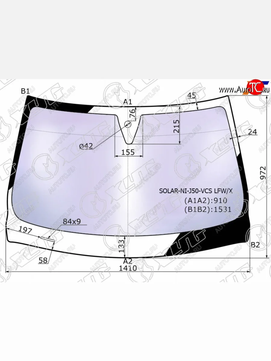 Стекло лобовое (Атермальное Датчик дождя) Infiniti EX25 11-13  EX35 07-13  EX37 07-13  G25 10-14 XYG SOLAR-NI-J50-VCS LFW/X  в Керчи Республика Крым