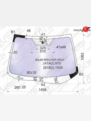 Стекло лобовое атермальное HONDA CR-V RM1RM4 12-17 (Solar-X защита от ультрафиолета)                XYG SOLAR-RM4-L-VCP LFW/X