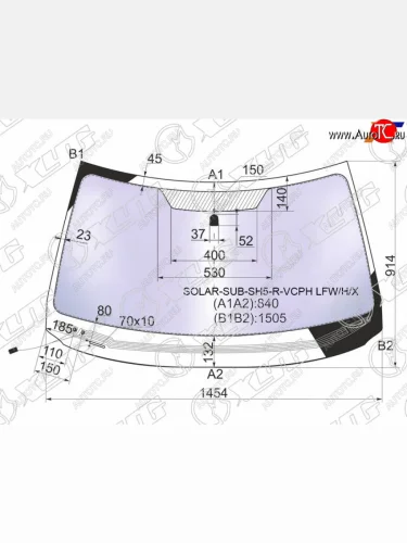 Стекло лобовое атермальное с обогревом щеток SUBARU FORESTER RHD 08-13 (Solar-X защита от ультрафиол XYG SOLAR-SUB-SH5-R-VCPH LFW/H/X
