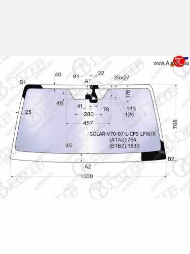 Стекло лобовое (атермальное, датчик дождя) XYG (зеленое) Mitsubishi Pajero 4 V90 2-ой рестайлинг (2014-2020)