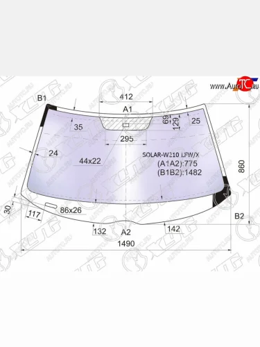 Стекло лобовое (Атермальное Датчик дождя) Mercedes-Benz E-Class 95-03                               XYG SOLAR-W210 LFW/X