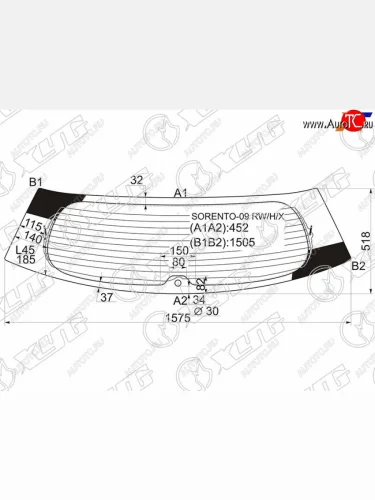 Стекло заднее (Цвет зеленый Обогрев) Kia Sorento 09-13 XYG SORENTO-09 RW/H/X