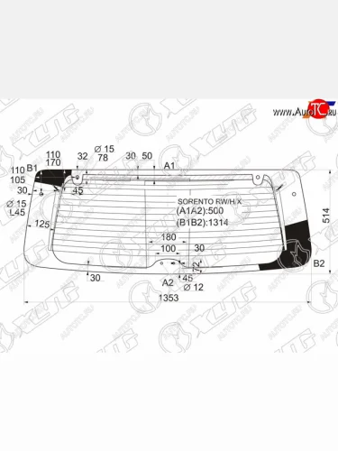 Стекло заднее (Цвет зеленый Обогрев) Kia Sorento 02-09 XYG SORENTO RW/H/X