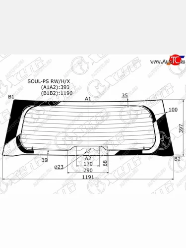 Стекло заднее (Цвет зеленый Обогрев 5D HBK) Kia Soul 13-19 XYG SOUL-PS RW/H/X