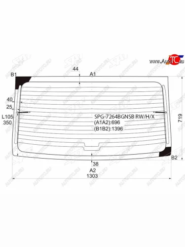 Стекло заднее с обогревом RENAULT LOGAN 04-13 SAT SPG-7264BGNSB RW/H/X, spg7264bgnsbrwhx SAT SPG-7264BGNSB RW/H/X