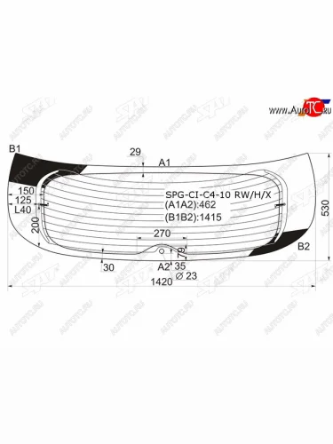 Стекло заднее (Цвет зеленый Обогрев) Citroen C4 04- SAT SPG-CI-C4-10 RW/H/X