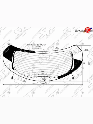 Стекло заднее (Цвет зеленый Обогрев) Mazda 3 13-19 SAT SPG-MAZ-3-13 RW/H/X
