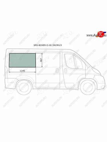 Стекло кузова боковое (не опускное) (Справа Цвет зеленый) Peugeot Boxer 06-  Citroen Jumper 06-  SAT SPG-BOXER-II-06 SW/RH/X