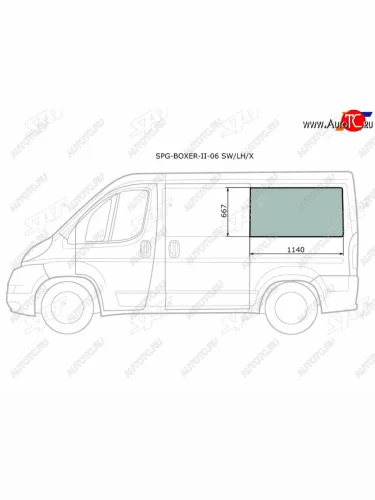 Стекло кузова боковое (не опускное) (Слева Цвет зеленый) Peugeot Boxer 06-  Citroen Jumper 06-  F SAT SPG-BOXER-II-06 SW/LH/X