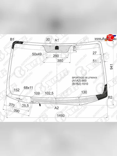 Стекло лобовое (Обогрев щеток) Kia Sportage 06-10 XYG SPORTAGE-05 LFW/H/X