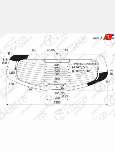 Стекло заднее (Цвет зеленый Обогрев) Kia Sportage 10-16 XYG SPORTAGE-10 RW/H/X