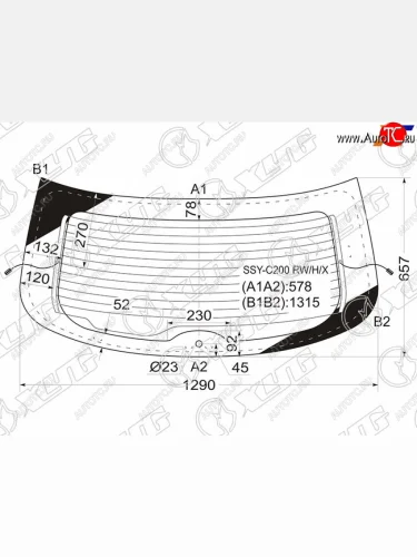 Стекло заднее (Цвет зеленый Обогрев) SsangYong Actyon 11-  Korando 10-17 XYG SSY-C200 RW/H/X
