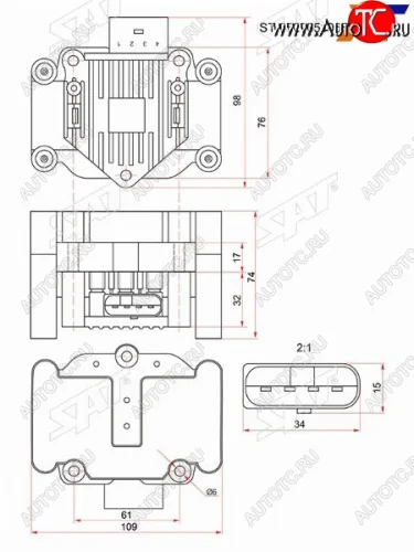 Катушка зажигания VAG A2A3A4FABIAOCTAVIASUPPERBCADDYGOLFJETTAPASSATPOLOTOURAN (модуль) SAT ST-032905106E