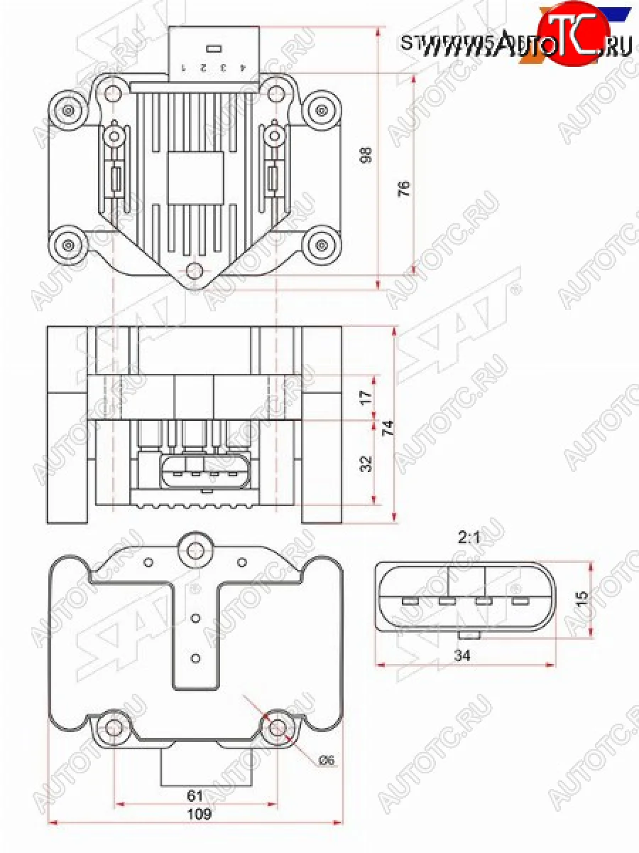 Катушка зажигания VAG A2A3A4FABIAOCTAVIASUPPERBCADDYGOLFJETTAPASSATPOLOTOURAN (модуль) SAT ST-032905106E  в Самаре Самарской области