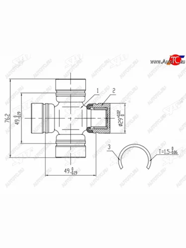 Крестовина кардана RR TY UZJ100HDJ100, GX90, USZ141, LY1##2##, KCH1#, KDH2##, TRN210 SAT ST-04371-60100