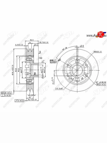 Шкив коленвала TOYOTA COASTERLAND CRUISER 1HDT1HZ 90- SAT ST-13408-17010