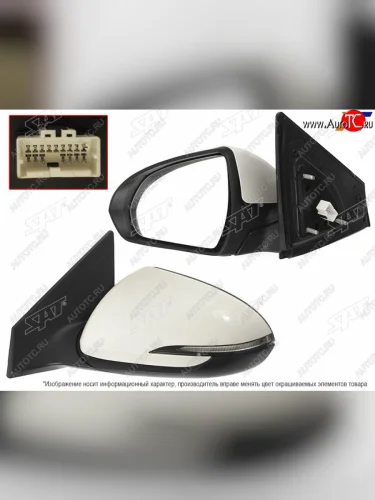 Левое зеркало (обогрев, повторитель поворота, складывание 8 контактов) SAT Hyundai Elantra  AD (2018-2020) рестайлинг
