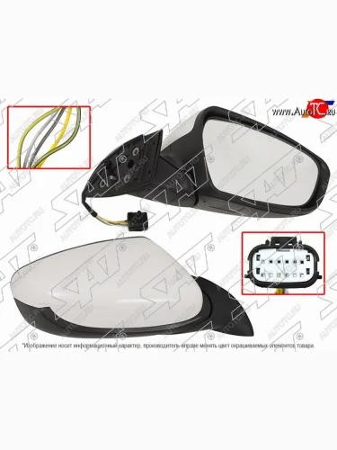Правое зеркало (обогрев, регулировка, 5 контактов) SAT KIA Ceed 2 JD дорестайлинг универсал (2012-2016)
