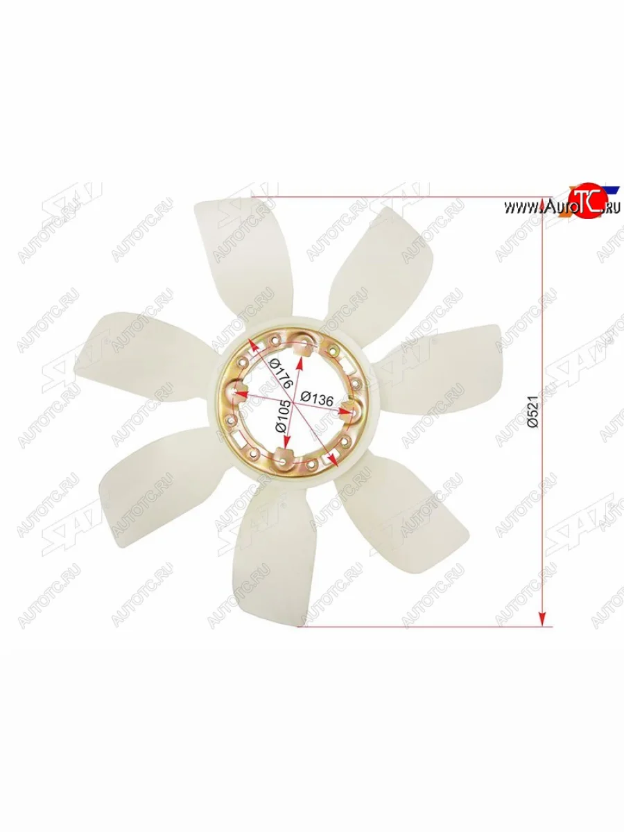 Крыльчатка вентилятора TOYOTA LAND CRUISER 100 98-07 2UZ SAT ST-16361-50040  в Самаре Самарской области