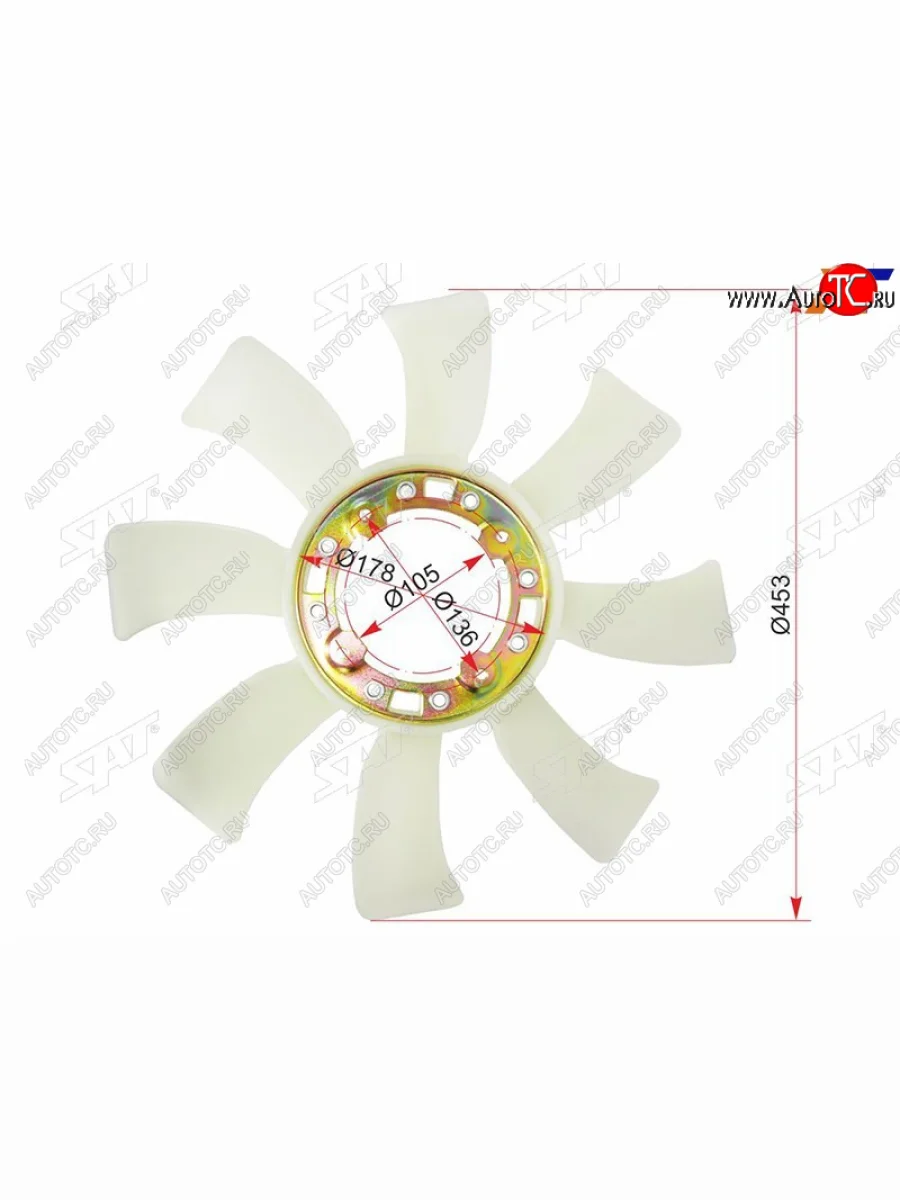 Крыльчатка вентилятора TOYOTA 1HZ,1HD#T SAT ST-16361-17010  в Самаре Самарской области