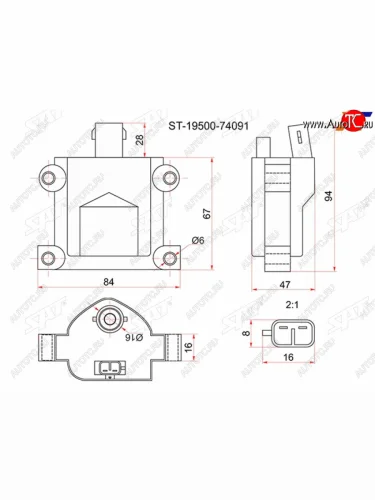 Катушка зажигания TOYOTA CALDINA ST195190CARINA AT190CORONA ST190 (модуль) SAT ST-19500-74091