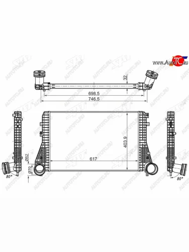 Интеркулер VW GOLF 03-PASSAT 05-SKODA OCTAVIA 04-YETI 09-AUDI A3 04-13 SAT ST-1K0145803