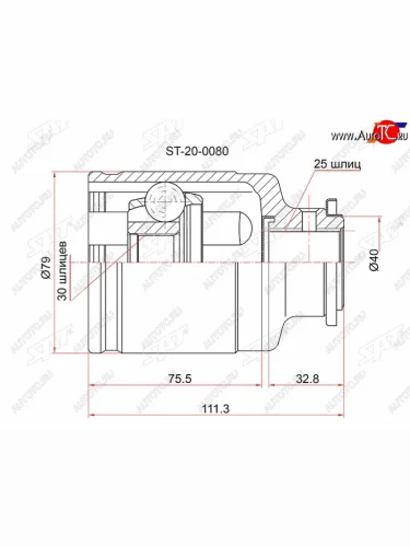 Шрус внутренний SUBARU FORESTER SFIMPREZA GCGFLEGACY BDBE SAT ST-20-0080