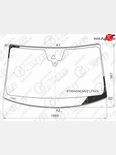 Стекло лобовое (камера, датчик дождя, молдинг) (Coupe) XYG (зеленое) Porsche Cayenne PO536 (2018-2025)