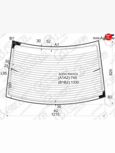 Стекло заднее (Цвет зеленый Обогрев Молдинг) Volkswagen Jetta 98-05  Bora 98-05 XYG BORA RW/H/X