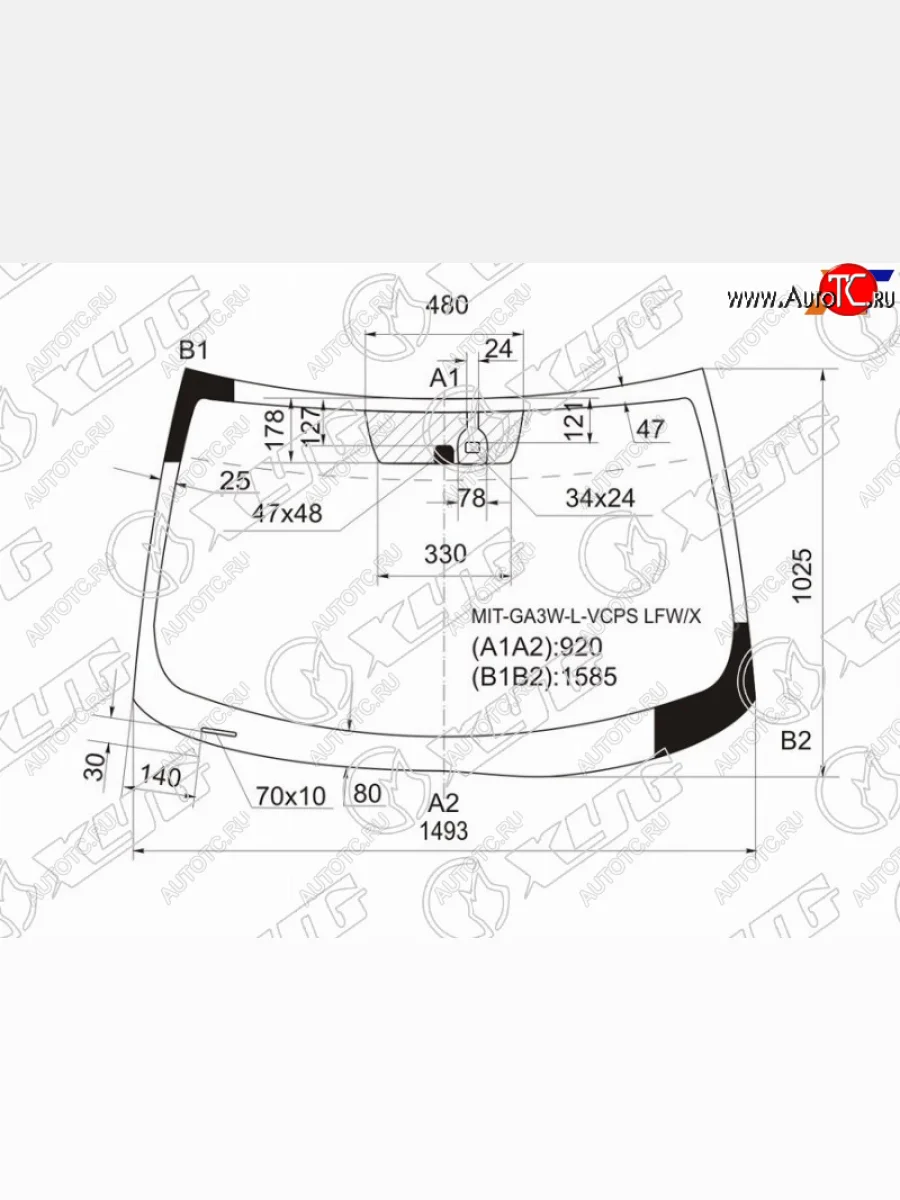 Стекло лобовое (датчик дождя) XYG Mitsubishi ASX дорестайлинг (2010-2012) (зеленое)  в Перми Пермском крае
