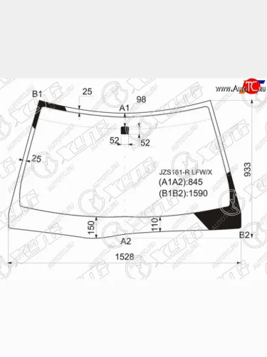 Стекло лобовое Lexus GS 97-04  Toyota Aristo 97-04 XYG JZS161-R LFW/X