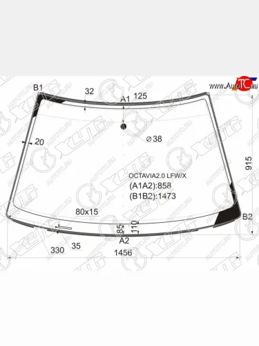 Стекло лобовое (молдинг) XYG (зеленое) Skoda Octavia ( Tour A4 1U5,  Tour A4 1U2) (1996-2010) универсал дорестайлинг, лифтбэк дорестайлинг, лифтбэк рестайлинг, универсал рестайлинг