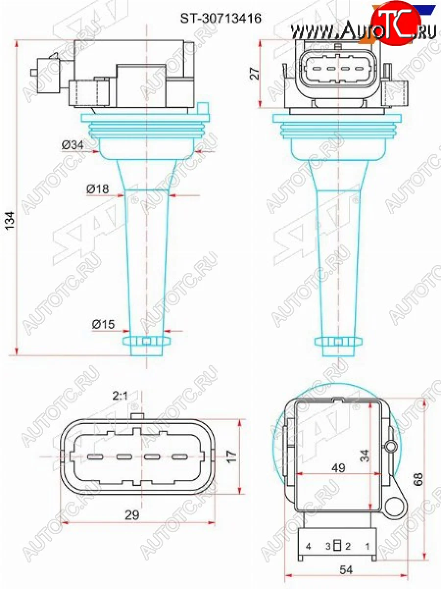 Катушка зажигания VOLVO S40S70V70XC90 02-12 SAT ST-30713416  в Самаре Самарской области