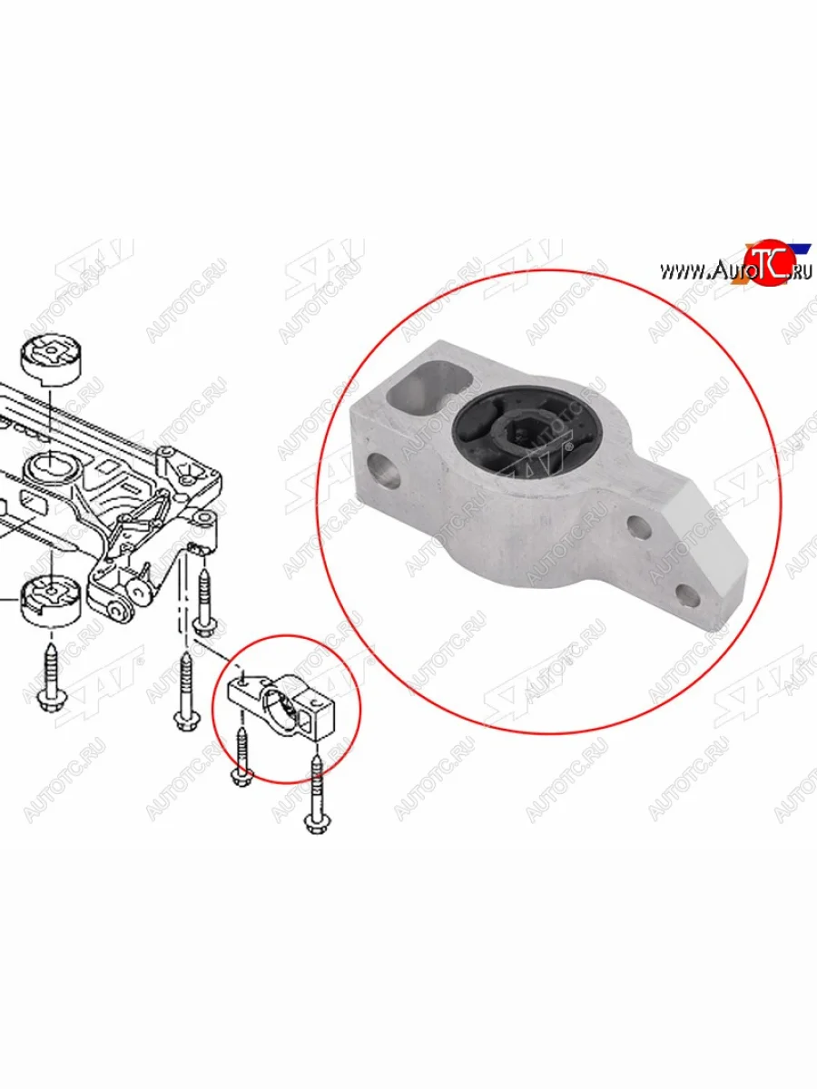 Сайлентблок задний переднего рычага VW JETTA 05-16PASSAT 05-15TIGUAN 07-AUDI Q5 11-TT 06-14 SAT ST-3C0199231E  в Керчи Республика Крым