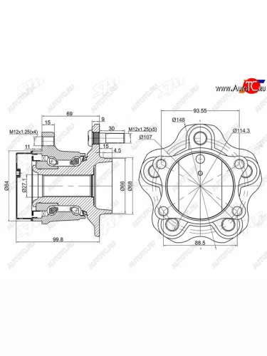 Ступичный узел задн. NISSAN QASHQAI 06-X-TRAIL 07- 2WD SAT ST-43202-JG000