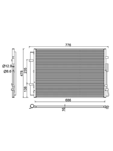 Радиатор кондиционера Hyundai Palisade 18-22 SAT ST-47-0053