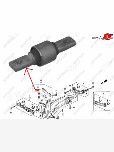 Сайлентблок Honda Civic 87-95  Civic Ferio 91-95  Domani 92-96  Integra 89-00 (Зад) SAT ST-52393-SR3-004