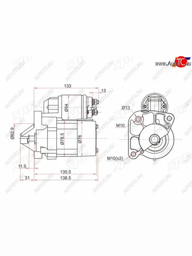 Стартер Renault Duster 10-15  Logan 04-09  Sandero 09-14  Kangoo 97-13 (1 kW Z=8)                SAT ST-6001547289N