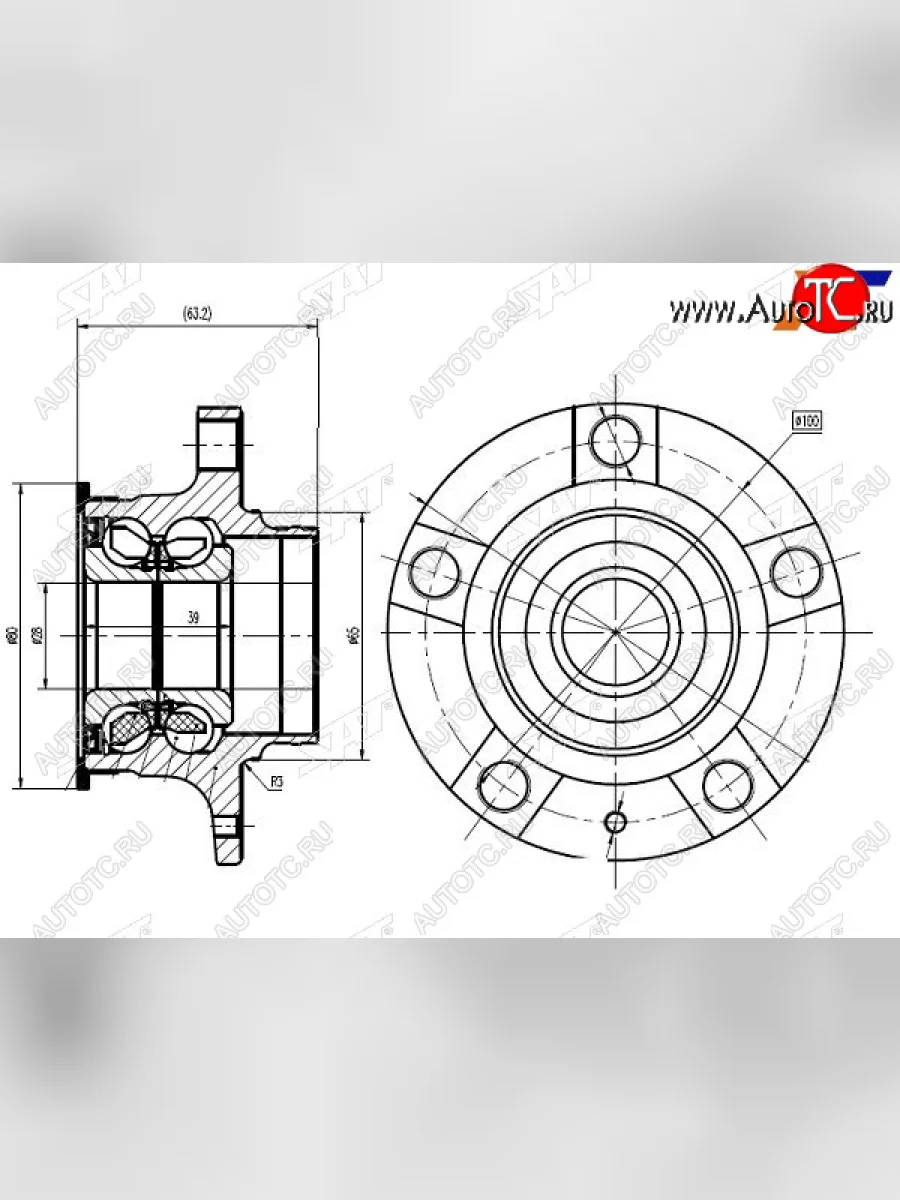 Ступичный узел задн. SKODA FABIARAPIDVW POLO (RUS) 09.11- SAT ST-6RU501611B  в Воронеже Воронежской области
