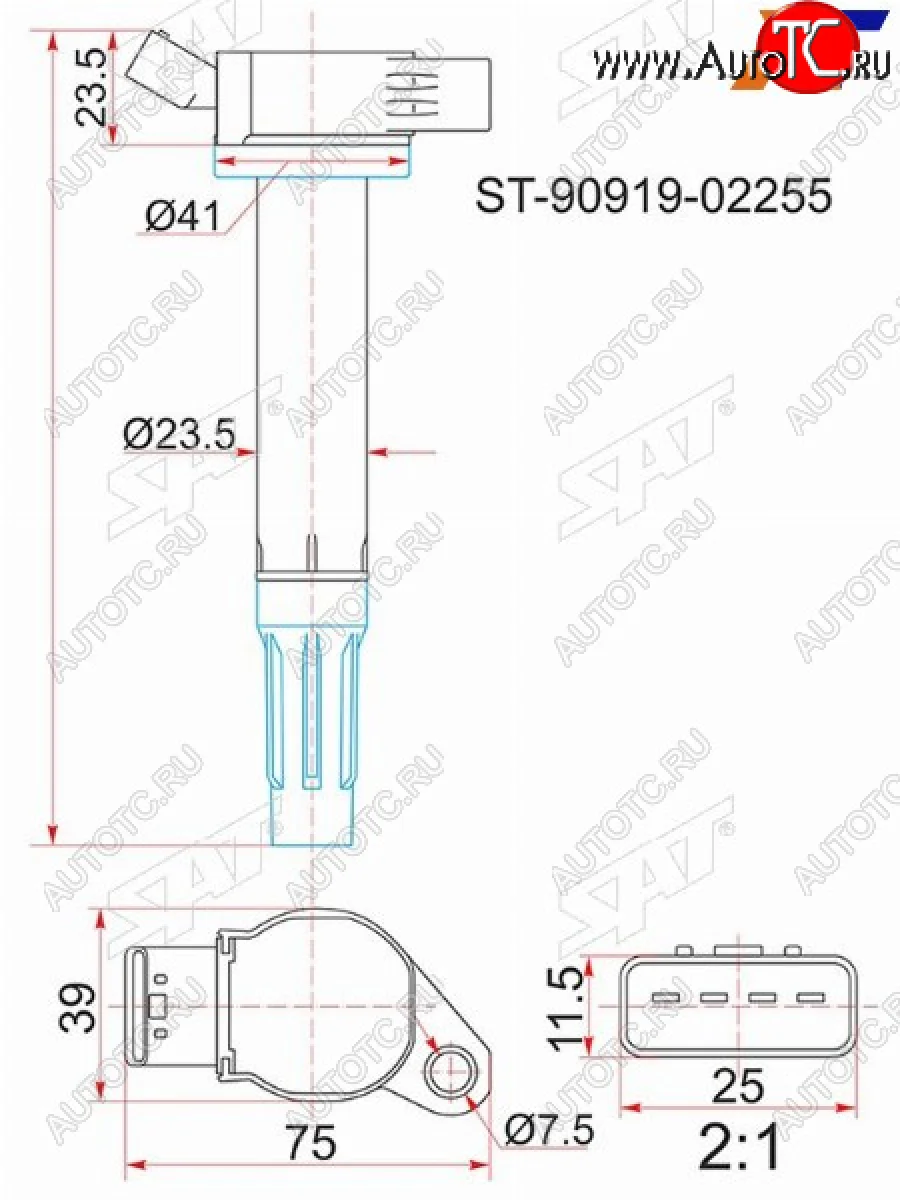 Катушка зажигания TOYOTA 2GRFE 08- SAT ST-90919-02255  в Самаре Самарской области