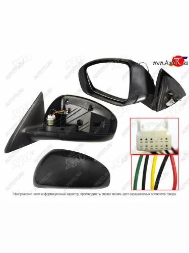 Левое зеркало (обогрев, регулировка 5 контактов) SAT Nissan Almera 3 G15 седан (2012-2019)
