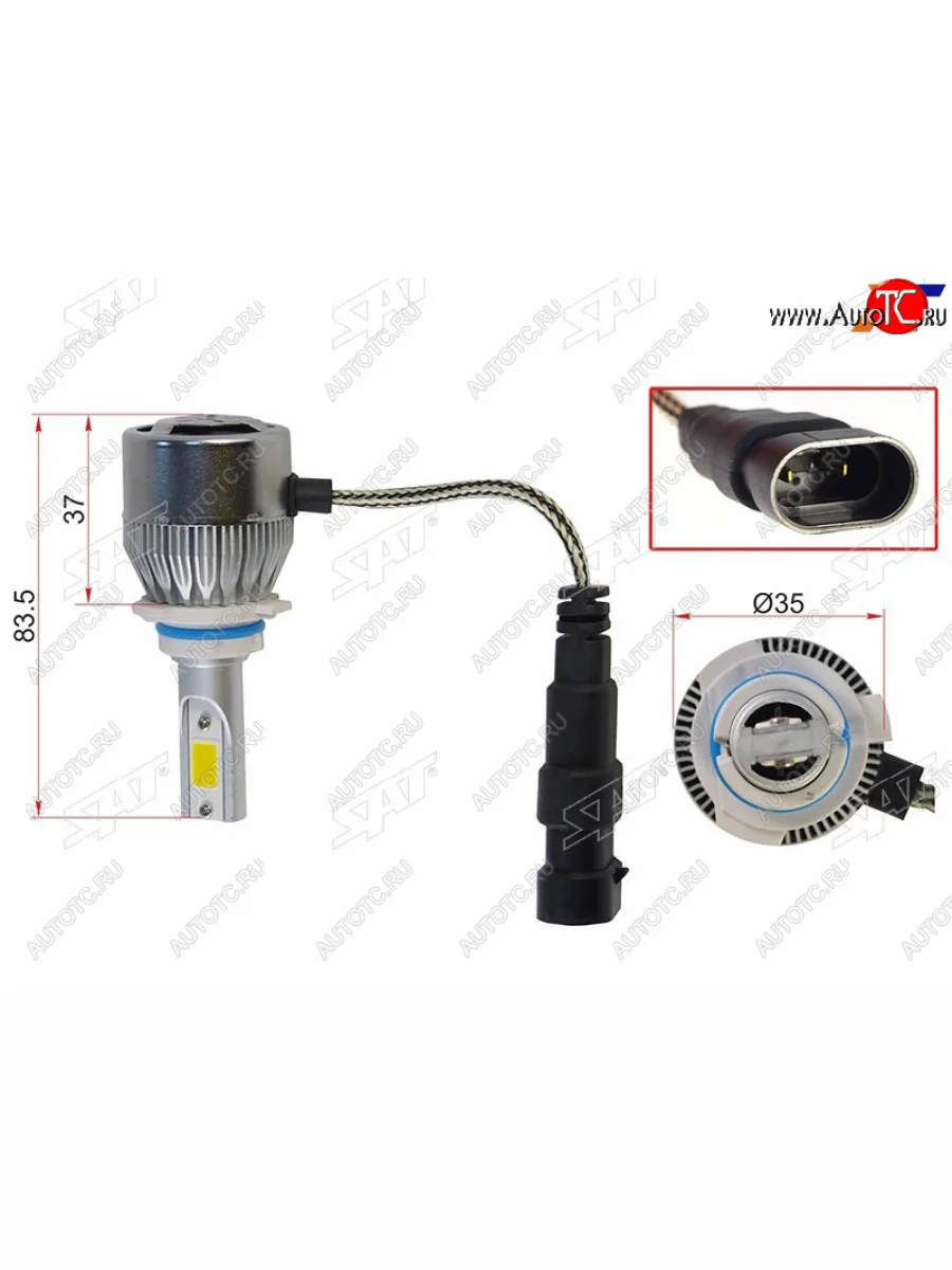 Комплект светодиодных ламп LED HB4(9006) 36W3800LM SAT ST-HB4-LED  в Самаре Самарской области