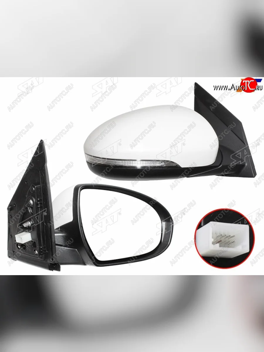 Правое зеркало (обогрев, регулировка, повторитель поворота, складывание 10 контактов) SAT Hyundai Tucson TL дорестайлинг (2015-2018) (неокрашенное)  в Керчи Республика Крым