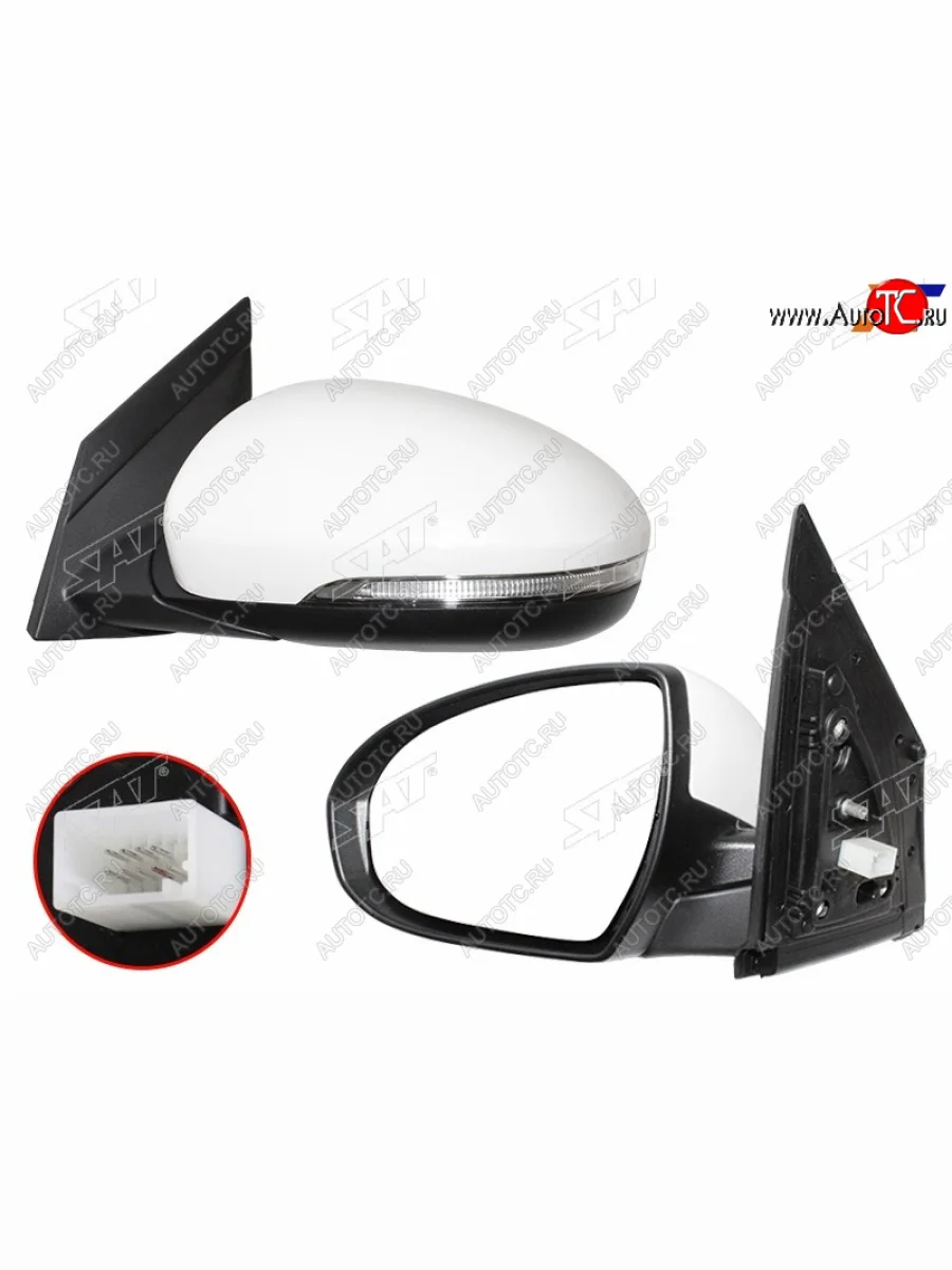 Левое зеркало (обогрев, складное, повторитель поворота, 10 контактов) SAT Hyundai Tucson TL дорестайлинг (2015-2018) (неокрашенное)  в Керчи Республика Крым