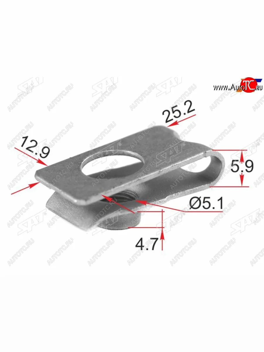 Зажим металлический под болт HONDA (1 шт.) SAT ST-M12639  в Самаре Самарской области