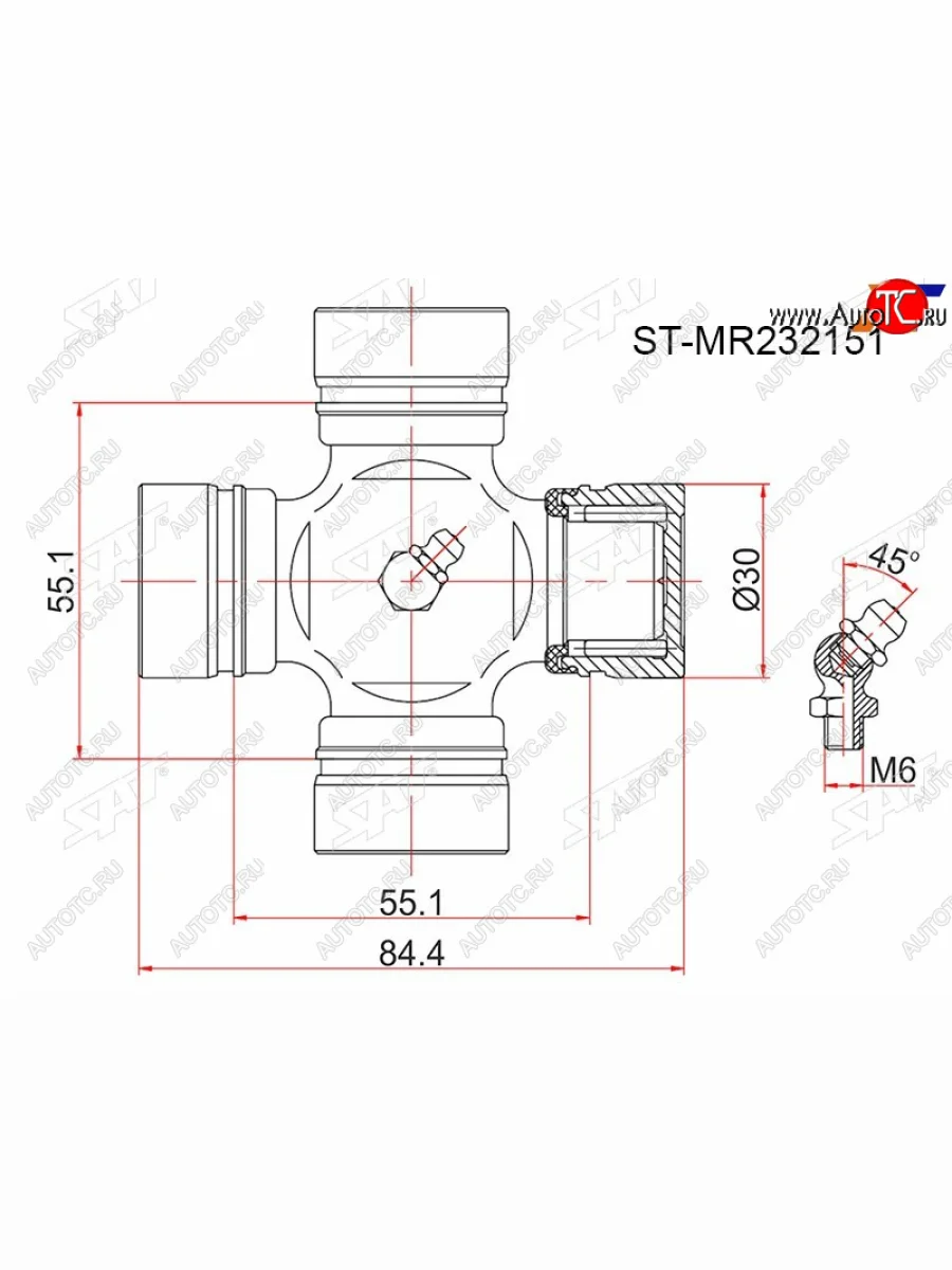 Крестовина MITSUBISHI L200 96-05PAJEROMONTERO SPORT CHALLENGER 96-06 SAT ST-MR232151  в Самаре Самарской области