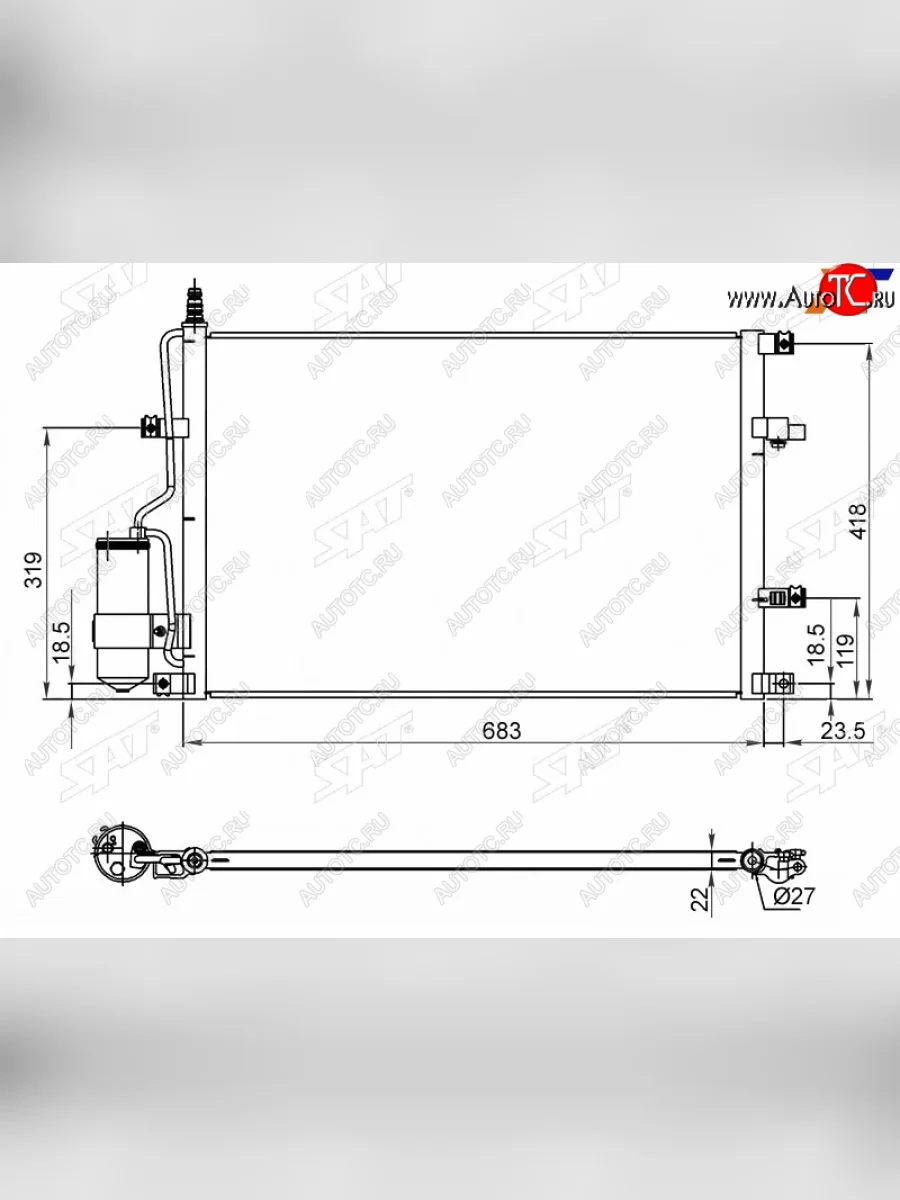 Радиатор кондиционера Volvo S60 00-04  S80 98-06  V70 00-04  XC70 00-07 SAT ST-VL10-394-0  в Керчи Республика Крым