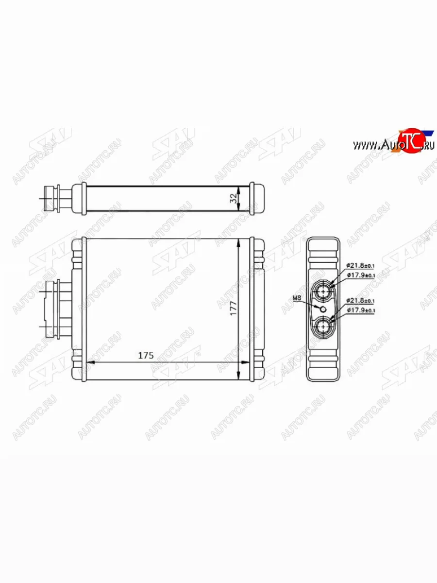 Радиатор отопителя салона  AUDI A1 10-SKODA FABIA 99-ROOMSTER 06-VOLKSWAGEN FOX 05-POLO 01-POLO SAT ST-VW01-395-0  в Керчи Республика Крым